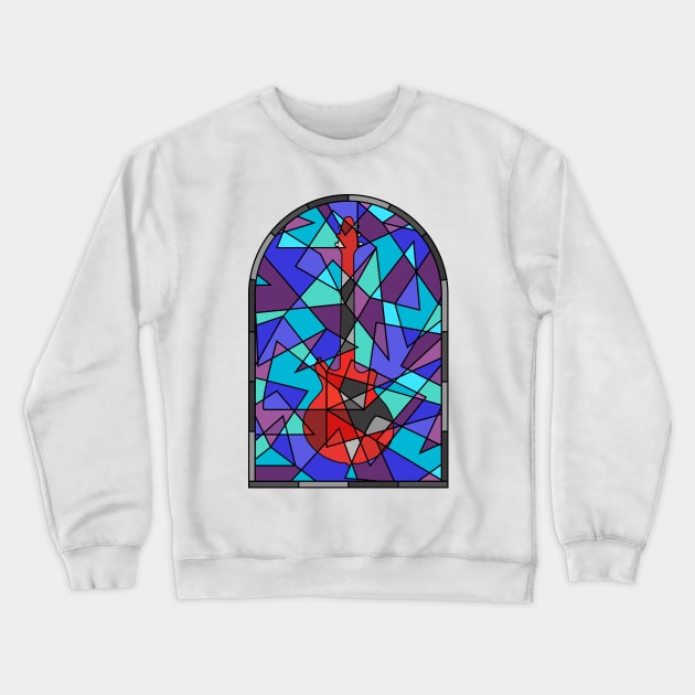 Church of Rock Stained Glass Red Special Guitar Crewneck Sweatshirt by gkillerb